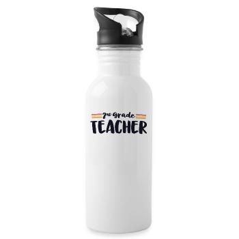 Retro 2nd Grade Teacher Second Matching 70s Back - Water bottle with straw - white - Right