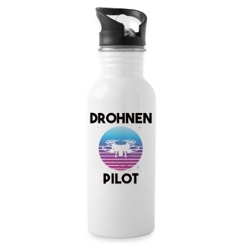 Drohnenpilot Spruch - Trinkflasche mit integriertem Trinkhalm - Weiß - Rechts
