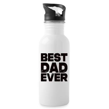 Best Dad Ever - Trinkflasche mit integriertem Trinkhalm - Weiß - Rechts