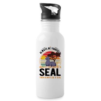 Always be yourself Unless you can be a Seal Robbe - Water bottle with straw - white - Right