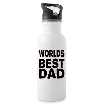 Worlds Best Dad - Water bottle with straw - white - Right