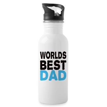 Worlds Best Dad - Water bottle with straw - white - Right