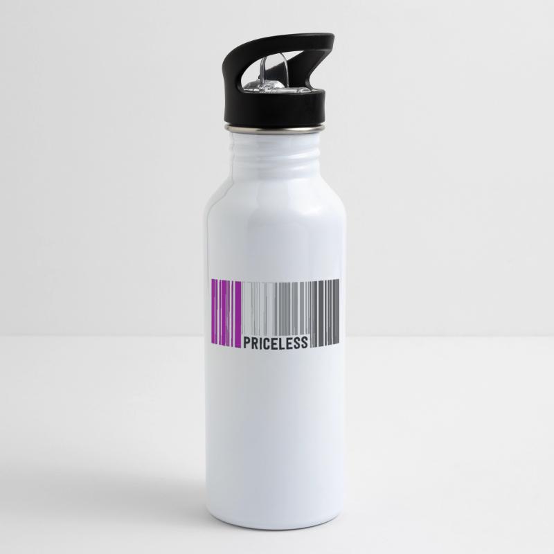 Priceless Asexual Pride Barcode Subtle Ace Flag Water bottle with straw
