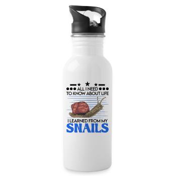 Snail Gift Vineyard Snail - Water bottle with straw - white - Right