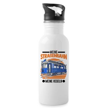 Meine Straßenbahn Meine Regeln Tram S-Bahn - Trinkflasche mit integriertem Trinkhalm - Weiß - Rechts