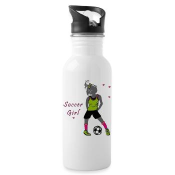 Soccer Girl, Fußball - Trinkflasche mit integriertem Trinkhalm - Weiß - Rechts