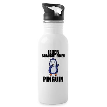Pinguin Pinguine - Trinkflasche mit integriertem Trinkhalm - Weiß - Rechts