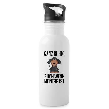 Montag Spruch Yoga - Coonhound - Trinkflasche mit integriertem Trinkhalm - Weiß - Rechts