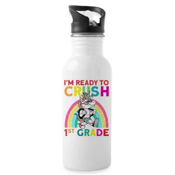 I'm Ready To Crush 1st Grade - Water bottle with straw - white - Right