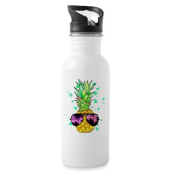 Pineapple with cool beach sunglasses - Water bottle with straw - white - Right