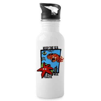 Keep the sea plastic-free - Water bottle with straw - white - Right