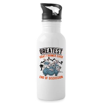 Greatest Goat Farmer Ziegen Ziegenwirt Ziege - Trinkflasche mit integriertem Trinkhalm - Weiß - Rechts