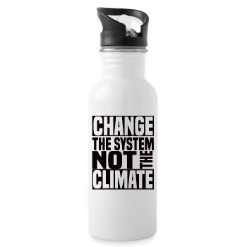 Change The System Not The Climate - Klimawandel - Water bottle with straw - white - Right