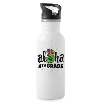 Aloha 4. Klasse Vierter Lehrer Erster Tag Zurück zu - Trinkflasche mit integriertem Trinkhalm - Weiß - Rechts