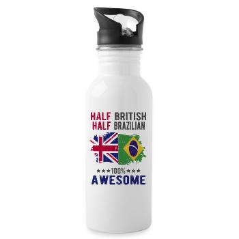 Halb Brite Halb Brasilianer - Trinkflasche mit integriertem Trinkhalm - Weiß - Rechts