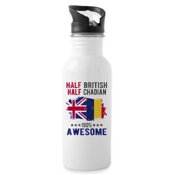 Half British Half Chader - Water bottle with straw - white - Right