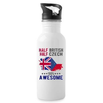 Half British Half Czech - Water bottle with straw - white - Right