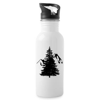 Sapin Épicéa Conifère Montagnes Naturelles Alpes de montagne - Gourde avec paille intégrée - blanc - Droite