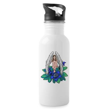 Himmlisch Alpen Engel Enzian Tirol Schutzengel - Trinkflasche mit integriertem Trinkhalm - Weiß - Rechts