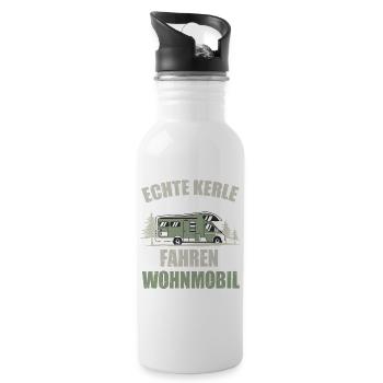 Echte Kerle Wohnmobil Roadtrip - Trinkflasche mit integriertem Trinkhalm - Weiß - Rechts