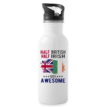 Half British Half Irish - Water bottle with straw - white - Right