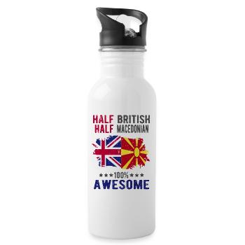 Half British Half Macedonian - Water bottle with straw - white - Right