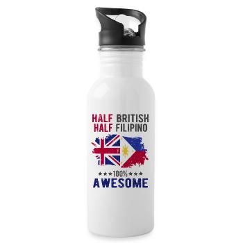 Half British Half Filipino - Water bottle with straw - white - Right