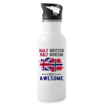 Halb Brite Halb Norweger - Trinkflasche mit integriertem Trinkhalm - Weiß - Rechts