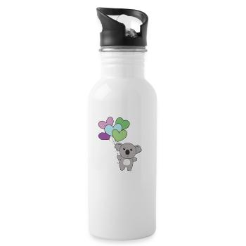 Toric Flagge Ballon Herzen Pride LGBTQ Koala - Trinkflasche mit integriertem Trinkhalm - Weiß - Rechts