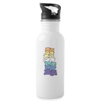 genderfaun Flag Pride LGBTQ Mignon Bear Bunch - Gourde avec paille intégrée - blanc - Droite