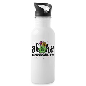 Aloha Kindergarten Kinder Teacher First Day Back - Water bottle with straw - white - Right