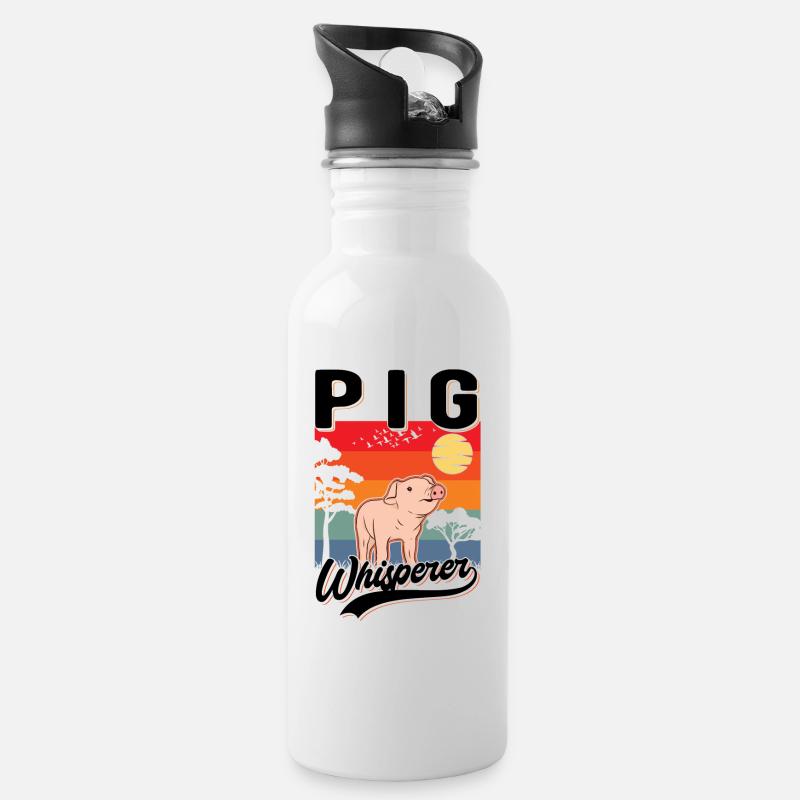 Schweineflüsterer Schweine Pig Whisperer - Water bottle with straw - white