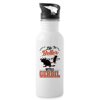 Life is better with a Gerbil racing rat gerbil - Water bottle with straw - white - Right