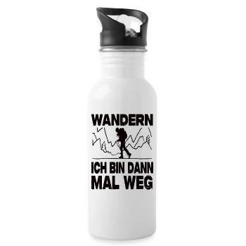 Wandern Ich Bin Dann Mal Weg Wander Spruch - Trinkflasche mit integriertem Trinkhalm - Weiß - Rechts