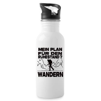 Mein Plan Für Den Ruhestand? Wandern - Trinkflasche mit integriertem Trinkhalm - Weiß - Rechts