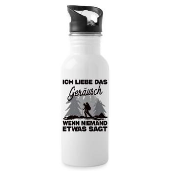 Ich Liebe Das Geräusch Wenn Niemand Etwas Sagt - Trinkflasche mit integriertem Trinkhalm - Weiß - Rechts