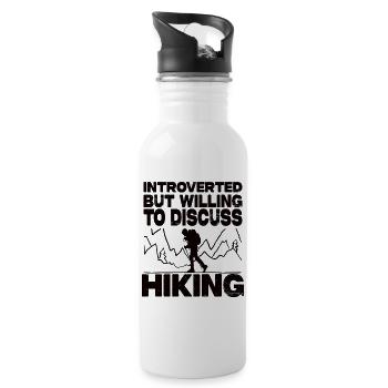 Introverted But Willing To Discuss Hiking - Water bottle with straw - white - Right