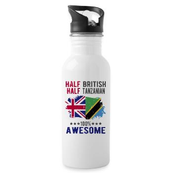Moitié britannique moitié tanzanien - Gourde avec paille intégrée - blanc - Droite