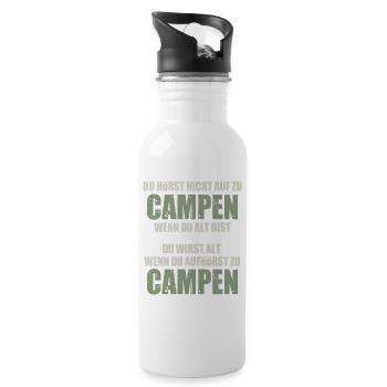 Cooles Camper Reisemobil Wohnmobil Fun Shirt - Trinkflasche mit integriertem Trinkhalm - Weiß - Rechts