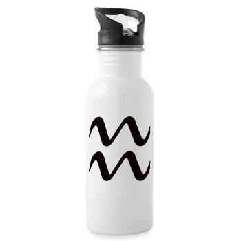 Zodiac sign Aquarius - Zodiac sign symbol - Water bottle with straw - white - Right