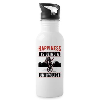 Happiness is being a Unicyclist Unicycle Gift - Water bottle with straw - white - Right