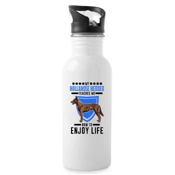Hollandse Herder Hollandse Herderdshond - Water bottle with straw - white - Right