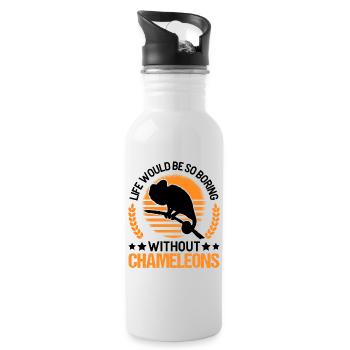 Chameleon Gift Chameleon - Water bottle with straw - white - Right