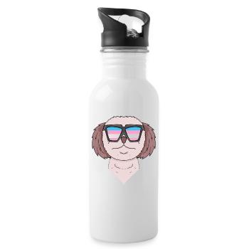 Transgender Shih Tzu Hund - Hund mit Brille - Trinkflasche mit integriertem Trinkhalm - Weiß - Rechts