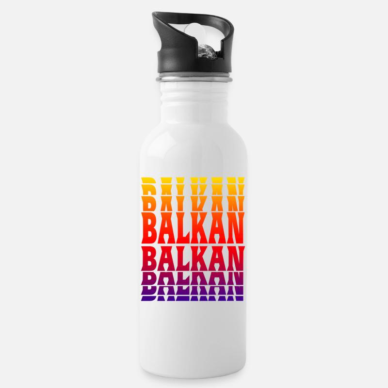 Balkan Design - Trinkflasche mit integriertem Trinkhalm - Weiß