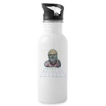 Sokrates Griechischer Philosoph Modern - Trinkflasche mit integriertem Trinkhalm - Weiß - Rechts