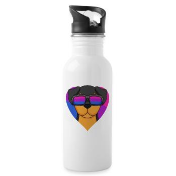 Bisexuell Rottweiler Hund - Hund mit Brille - Trinkflasche mit integriertem Trinkhalm - Weiß - Rechts