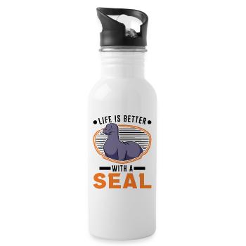 Life is better with a Seal Robbe - Water bottle with straw - white - Right