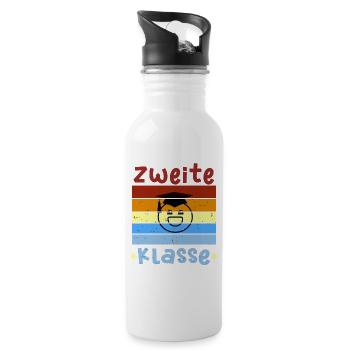 2. Klasse Smile Schulbeginn T shirt - Trinkflasche mit integriertem Trinkhalm - Weiß - Rechts
