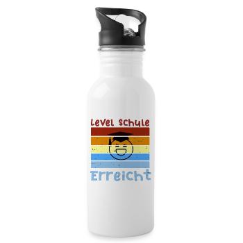 Endlich Schule Smile Schulbeginn T shirt - Trinkflasche mit integriertem Trinkhalm - Weiß - Rechts